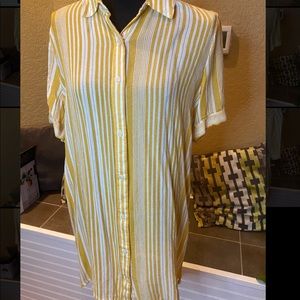 Yellow shirt dress with stripes